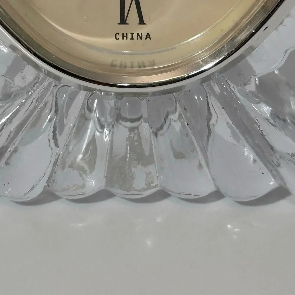 Oval Fifth Avenue Crystal Ltd Quartz Desk Clock w/ Roman Numerals & Clear Glass